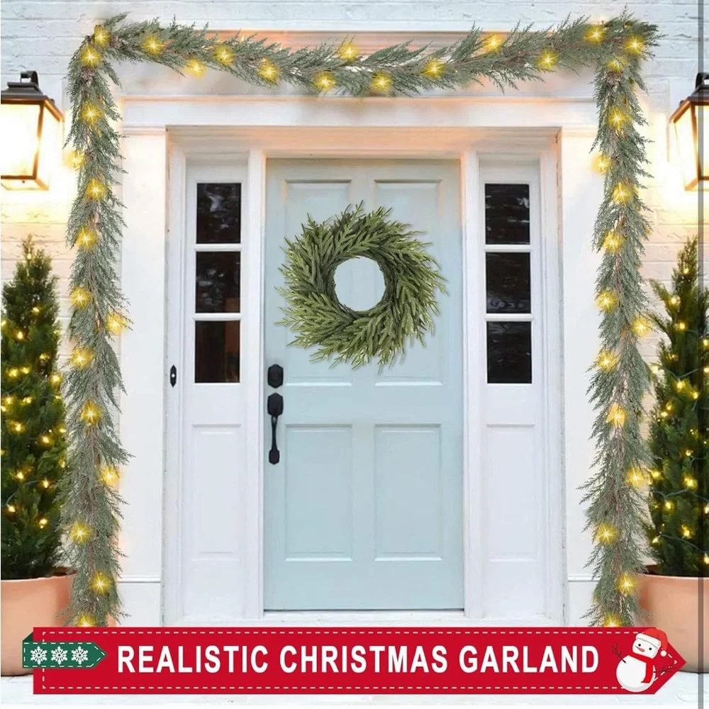 Festive Greenery Garland with Lights